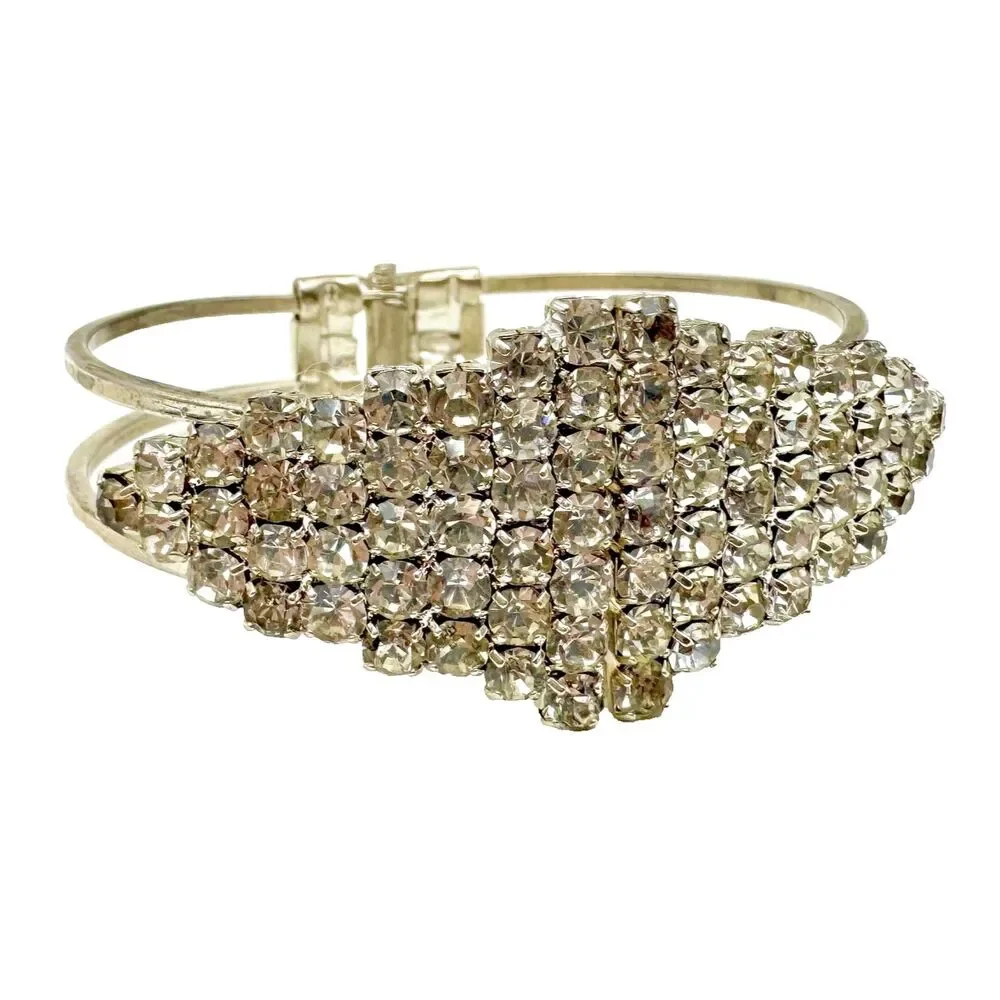 Rhinestone Crystal Cuff Bracelet Sparkle Fashion Glamour Jewlery Women's Charm